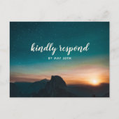 ナイトスカイマウンテン銀河系スターモダンウェディングRSVP インビテーションポストカード (正面)