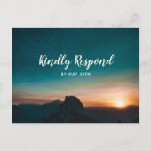 ナイトスカイマウンテン銀河系モダンスターウェディングRSVP インビテーションポストカード (正面)