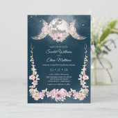 ナイトスカイムーンフェイズピンク&ブルーハンドスティングインビ 招待状 (スタンド正面)