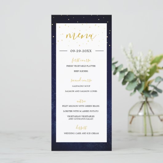 ナイトスカイモダンエレガントウェディングメニュー プログラム (スタンド正面)