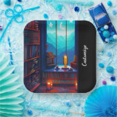 ナイトスカイライブラリスクエア ペーパープレート (パーティー)