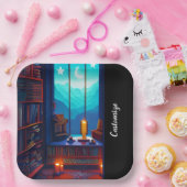 ナイトスカイライブラリスクエア ペーパープレート (パーティー)