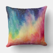 ナイトスカイレインボーウォーターカラー抽象芸術アート クッション (裏面)