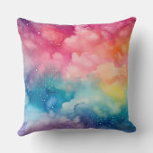 ナイトスカイレインボーウォーターカラー抽象芸術アート クッション (裏面)