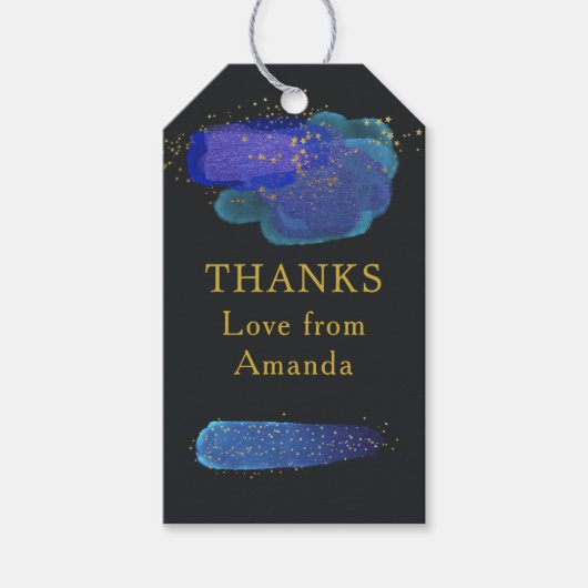 ナイトスカイ宇宙スターズファンタジーパーティーありがとう ギフトタグ (正面)