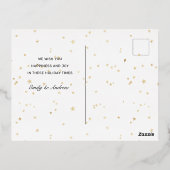 ナイトスカイ金ゴールドスターハッピーホリデー写真はがき 箔シーズンポストカード (裏面)