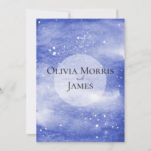 ナイトスカイ銀河系ブルーコスミッ結婚クス 招待状 (裏面)