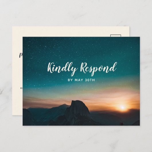 ナイトスカイ銀河系マウンテンエレガントウェディングRSVP インビテーションポストカード (正面/裏面)