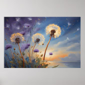 ナイトスカイAIアートの魅力絵画Dandelion ポスター (正面)