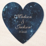 ナイトスタースカイシテリア銀河系結婚ズモノグラム ペーパーコースター<br><div class="desc">ネイビーブルー&バラ金ゴールドスタースカイ天空銀河系水の色結婚のモノグラムコースタートレンディーブラシスクリプトフォント!~このデザインのスイート全体を結婚見るために私の店をチェック!</div>