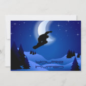 ナイトスノーボーディングマウンテン誕生日招待状 招待状 (正面)