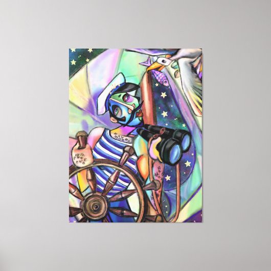 ナイトセーリングキャプテンアートスタイルオリジナル絵画ズ キャンバスプリント (正面)