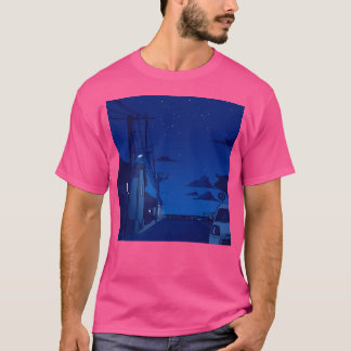 ナイトタイムアニメの背景 Tシャツ