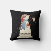 ナイトタイムカントリー雪だるまホリデイ装飾用クッション クッション (正面)