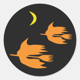 ナイトタイムブルームライド – ハロウィーンの魔女のイメージ。 ラウンドシール