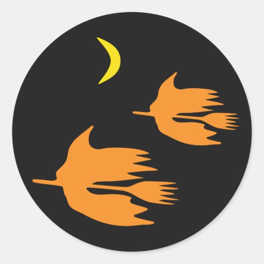 ナイトタイムブルームライド – ハロウィーンの魔女のイメージ。 ラウンドシール (正面)