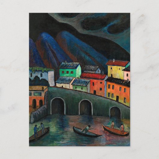 ナイトタイム魚釣りインアスコナ ポストカード (正面)