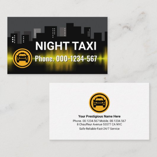 ナイトタクシーシティ建物シルエット 名刺 (正面/裏面)