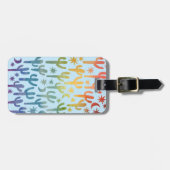 ナイトデザートカクティレインボーブルーパタン水彩 ラゲッジタグ (正面横)