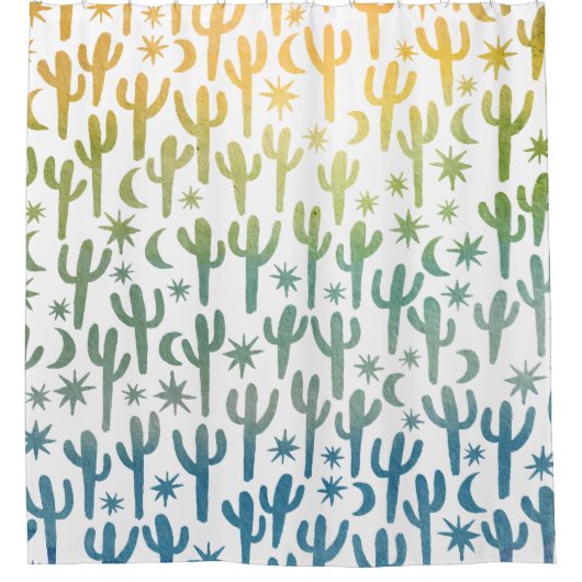 ナイトデザートカッティサグアーロ水彩色 シャワーカーテン (正面)