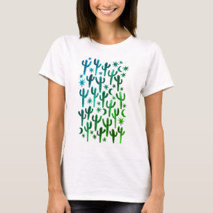 ナイトデザートサグアロカッチグリーンウォーターカラー Tシャツ