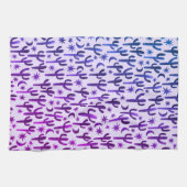 ナイトデザートサグアーロカッティ模様の水色 キッチンタオル (横)