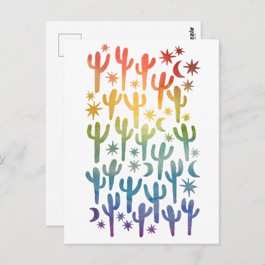 ナイトデザートサグアーロカボスレインボーウォーター色 ポストカード (正面/裏面)