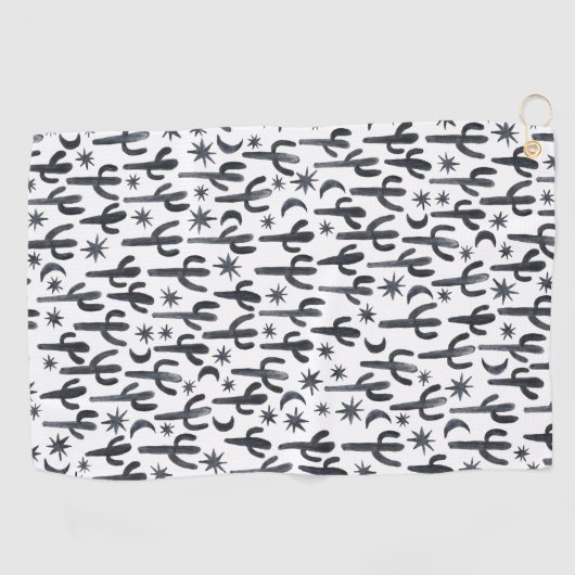 ナイトデザートサグアーロサボス水彩模様 ゴルフタオル (横)