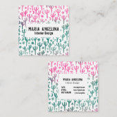 ナイトデザートサボスムーンスターウォーターカラーピンク スクエア名刺 (正面/裏面)