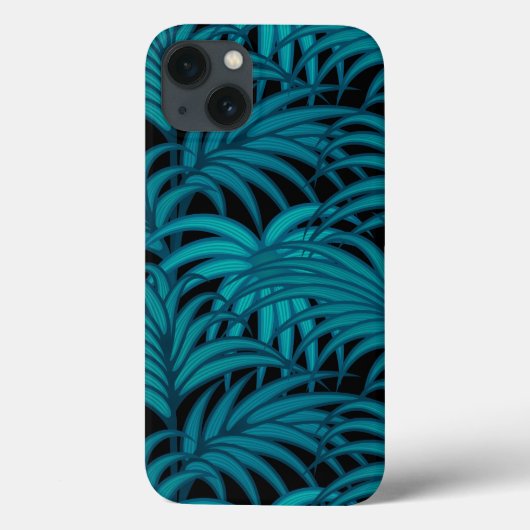 ナイトトロピカルティール(緑がかった色)パーム葉ズ Case-Mate iPhoneケース (裏面)