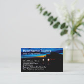 ナイトドライカッコいいブトラックドライバーのトラック輸送サービス 名刺 (スタンド正面)