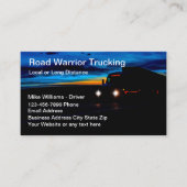 ナイトドライカッコいいブトラックドライバーのトラック輸送サービス 名刺 (正面)
