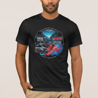 ナイトドリフティング峠チャレンジJDMバッジグラフィック Tシャツ