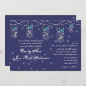 ナイトネ結婚ミーアクアイエローフラワーメイソンジャー 招待状 (正面/裏面)