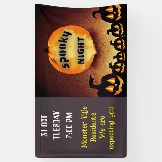 ナイトハロウィン不気味コミュニティファミリー 横断幕 (縦)