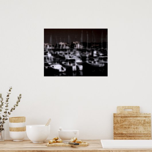 ナイトハーバーのデジタル効果スタイル"impression" ポスター (キッチン)