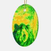 ナイトビジョンライオンアート蛍光プリント セラミックオーナメント (左)