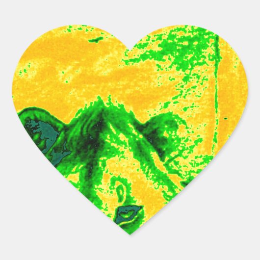 ナイトビジョンライオンアート蛍光プリント ハートシール (正面)