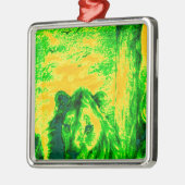 ナイトビジョンライオンアート蛍光プリント メタルオーナメント (左)