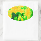 ナイトビジョンライオンアート蛍光プリント 楕円形シール (バッグ)