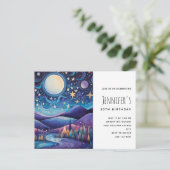 ナイトビッお洒落グムーンランドスケープ誕生日 インビテーションポストカード (スタンド正面)