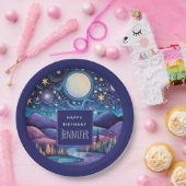 ナイトビッお洒落グムーンランドスケープ誕生日 ペーパープレート (パーティー)