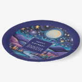 ナイトビッお洒落グムーンランドスケープ誕生日 ペーパープレート (アングル)