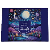 ナイトビッお洒落グムーンランドスケープ誕生日 ラージペーパーバッグ (正面)