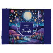 ナイトビッお洒落グムーンランドスケープ誕生日 ラージペーパーバッグ (裏面)