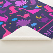 ナイトピンクパープルガールズの恐竜パーソナライズされた シェルパブランケット (3/4)