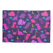 ナイトピンクパープルガールズの恐竜パーソナライズされた 枕カバー (裏面)