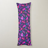 ナイトピンク紫の女の子のパターンで子供の恐竜 ボディピロー (裏面 (縦))