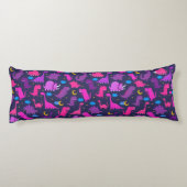 ナイトピンク紫の女の子のパターンで子供の恐竜 ボディピロー (裏面)