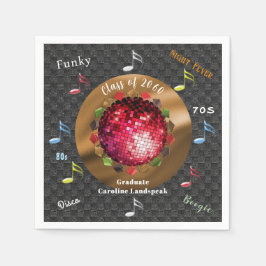 ナイトフィーバーディスコワーズ&ディスコボール卒業 スタンダードカクテルナプキン